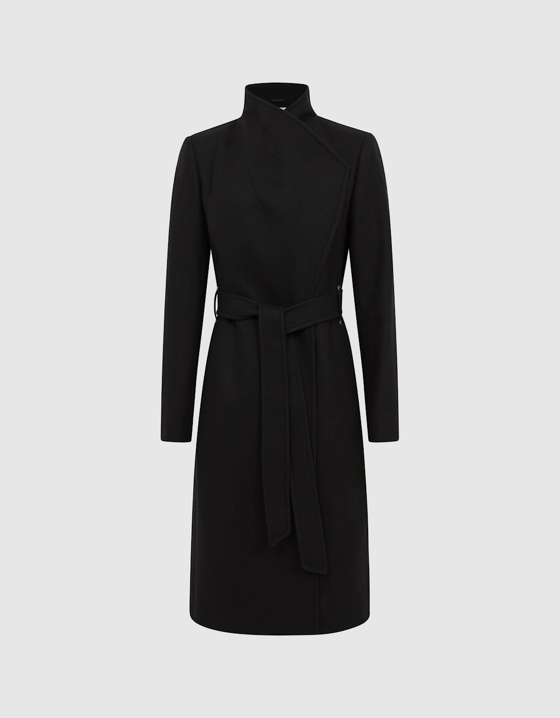Cashmere Wool Blend Wrap Collar Belted Coat, 2 of 1