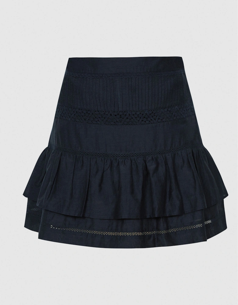 Cotton Silk Blend Mini Skirt