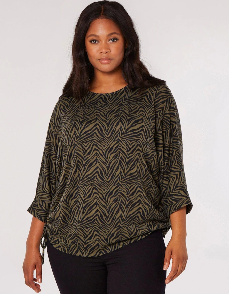 Curve Wavy Zebra Drawstring Top