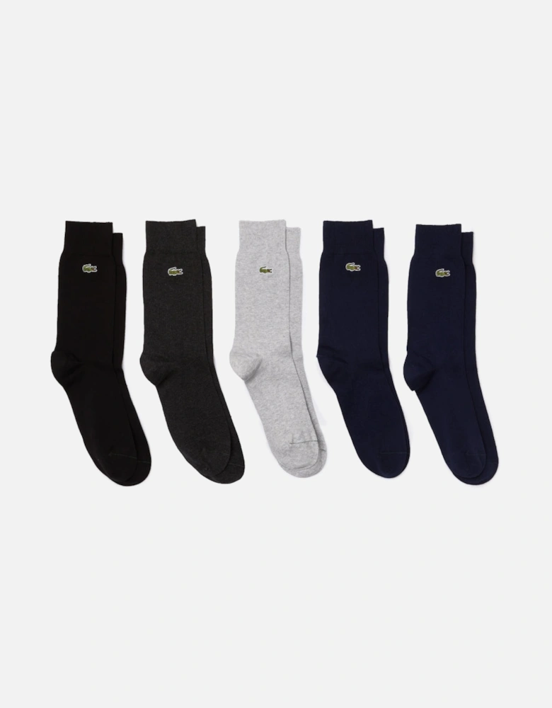 5 Pack Unisex High-Cut Cotton Piqué Socks