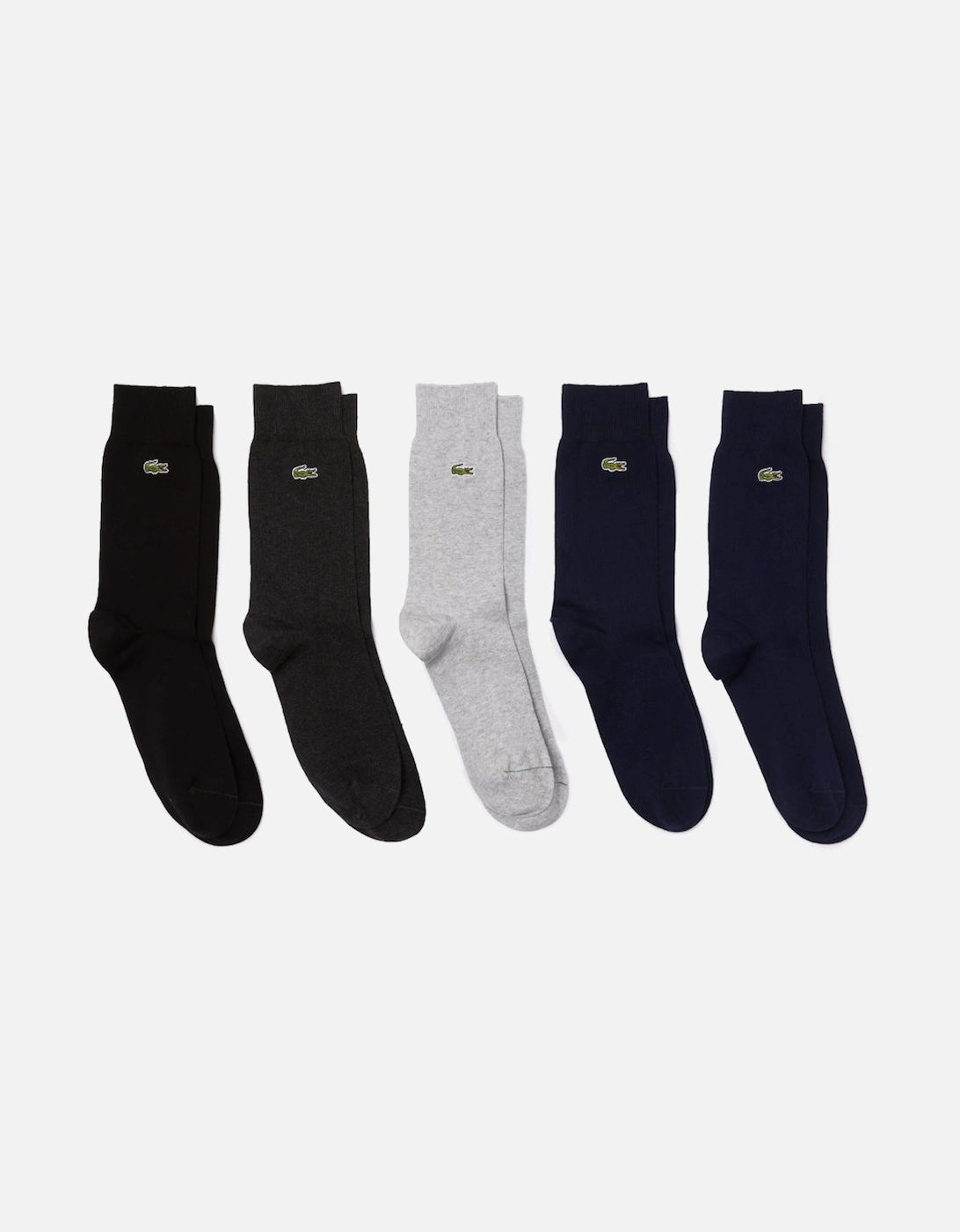 5 Pack Unisex High-Cut Cotton Piqué Socks, 2 of 1