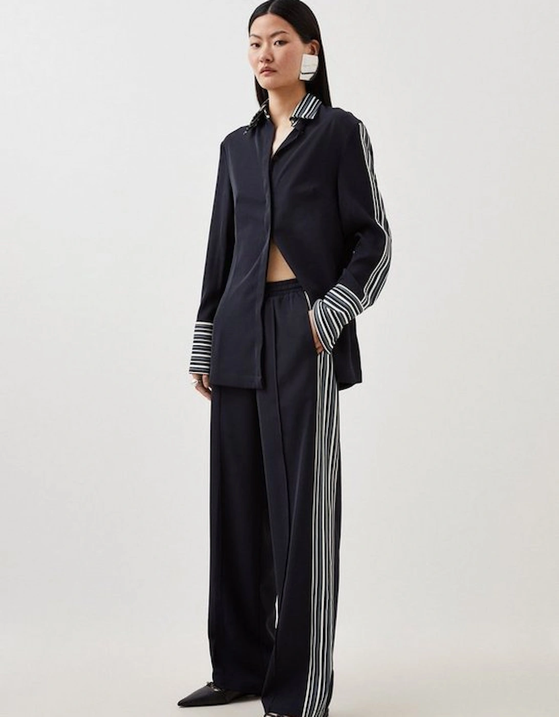 Contrast Twill Woven Wide Leg Trousers, 5 of 4