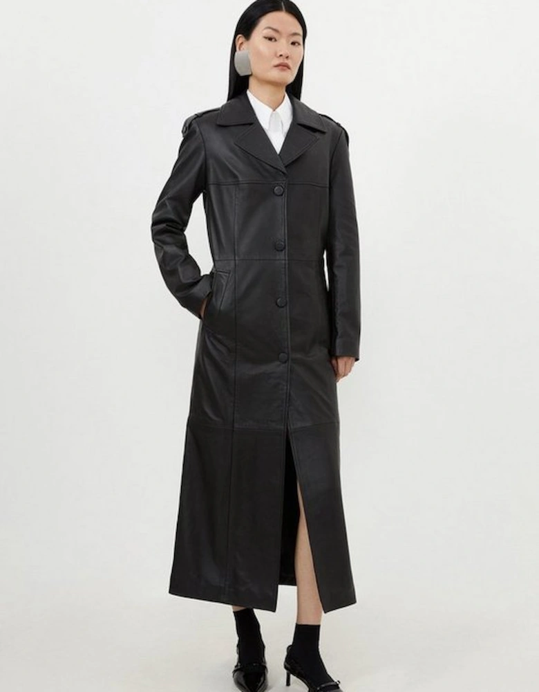 Leather Tailored Midaxi Trench Coat