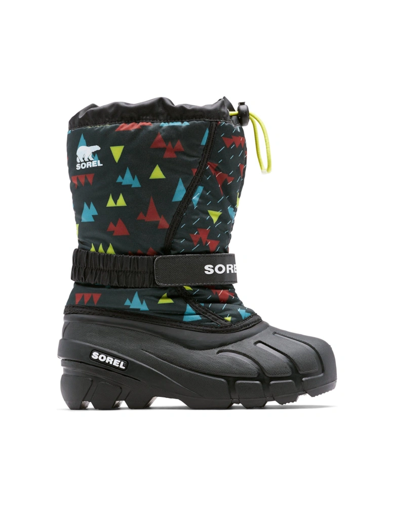 Kids Flurry Print Waterproof Snow Boot - Black