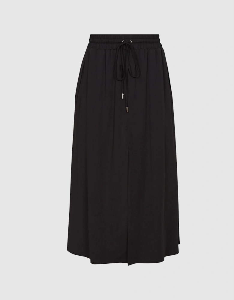 Midi Skirt With Drawcord Waistband