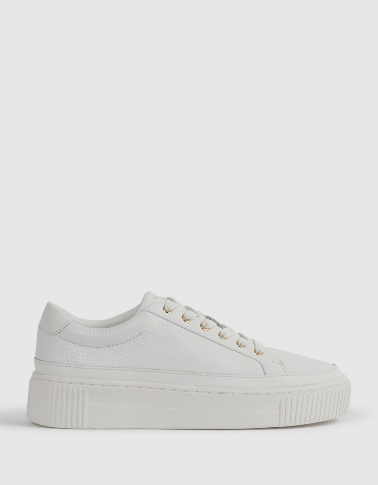 Grained Leather Platform Trainers