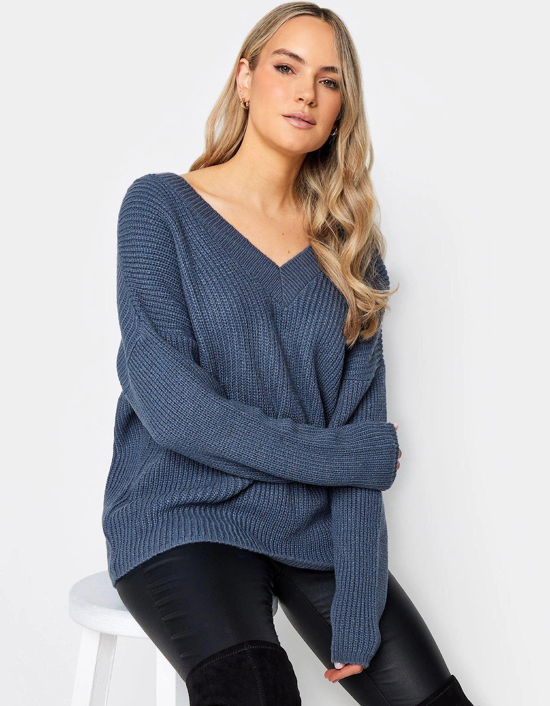 Tall Denim Blue V Neck Jumper, 2 of 1