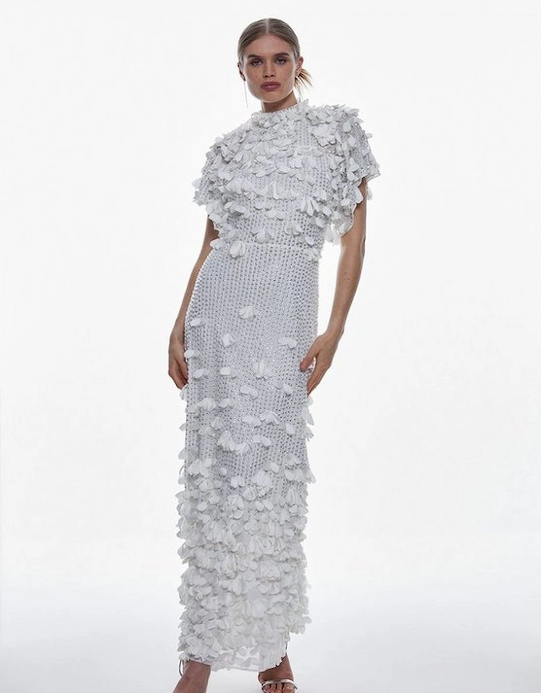 Tall Crystal Applique Angel Sleeve Woven Midaxi Dress, 5 of 4