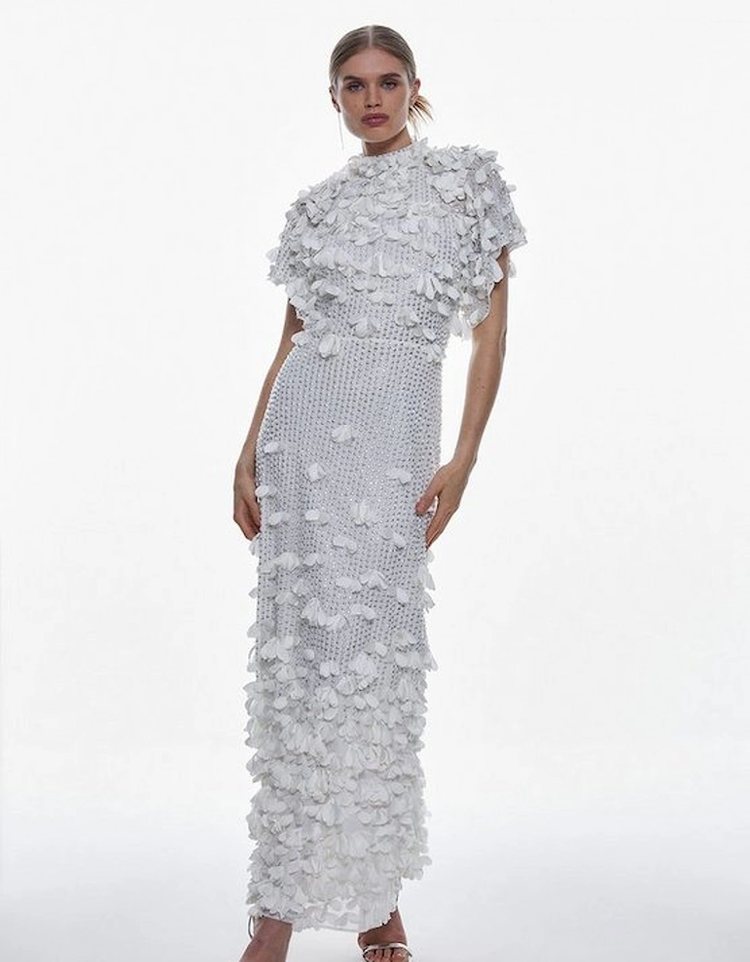 Tall Crystal Applique Angel Sleeve Woven Maxi Dress, 4 of 3