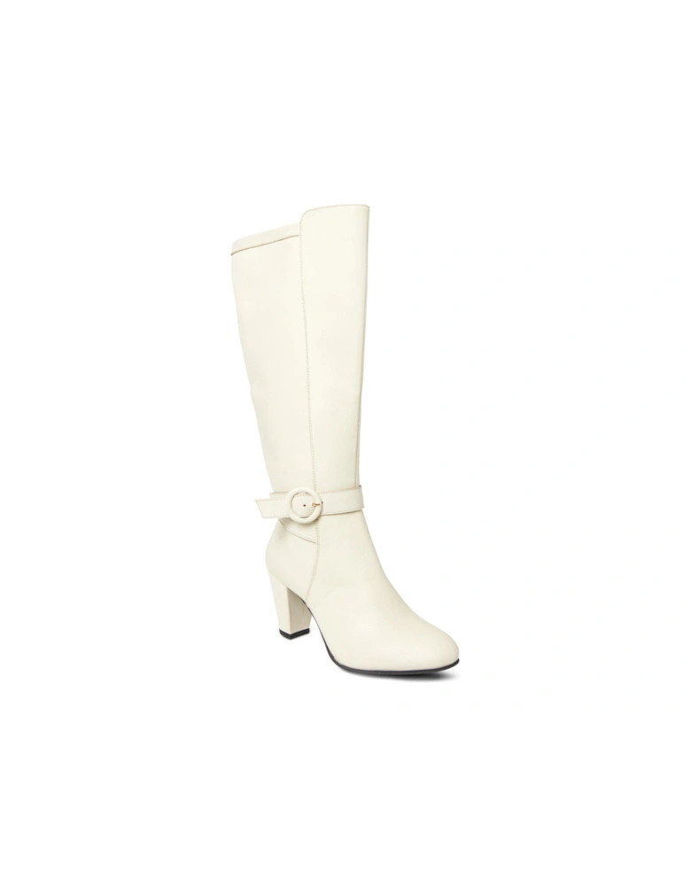 About Town Tall Leather Boots - White