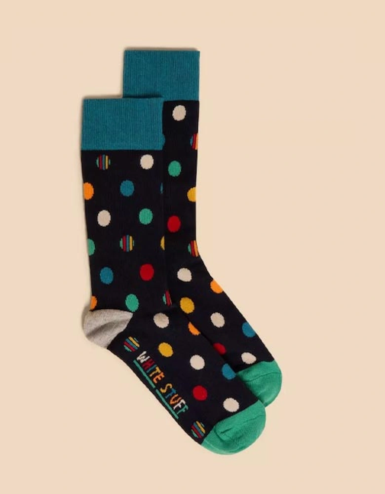 Men's Polka Dot Ankle Sock Navy Multi