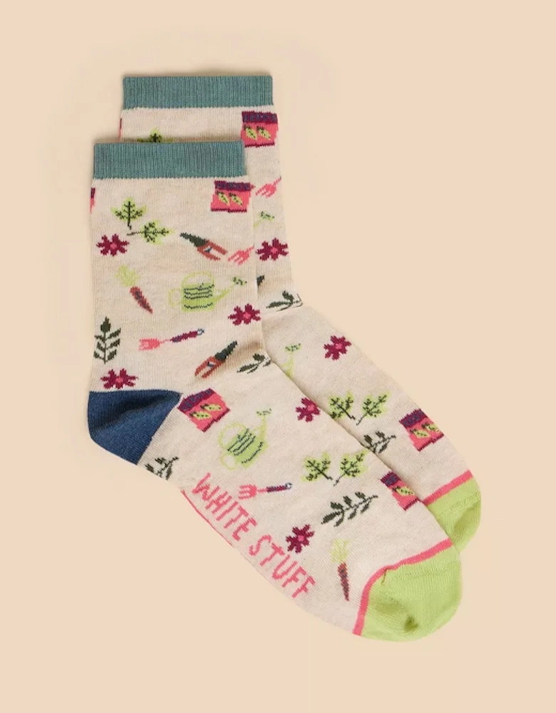 Women's Gardening Ankle Sock Natural Multi