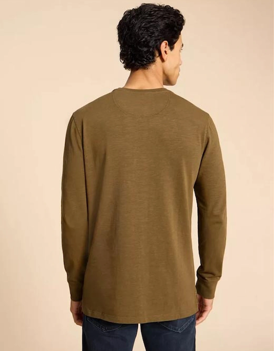 Men's Newton Long Sleeve Henley Shirt Khaki Green