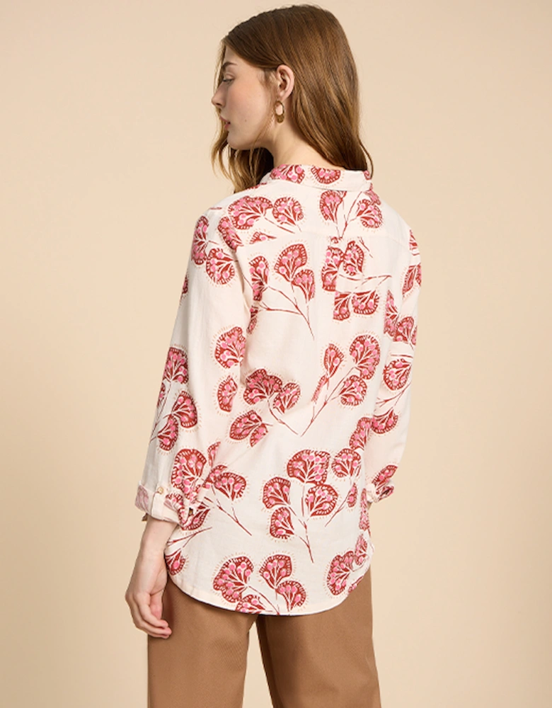 Women's Sophie Organic Cotton Shirt Ivory Print