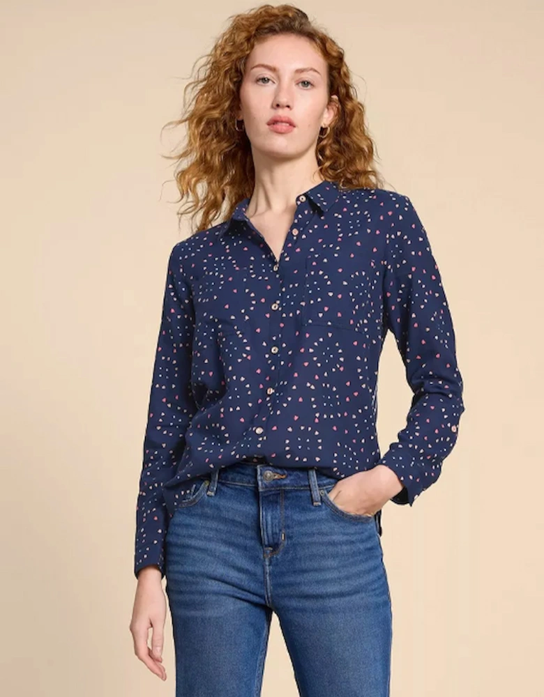 Women's Sophie Organic Cotton Shirt Navy Print