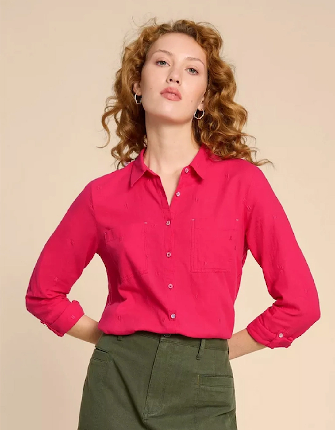 Women's Sophie Organic Cotton Shirt Dark Pink, 5 of 4