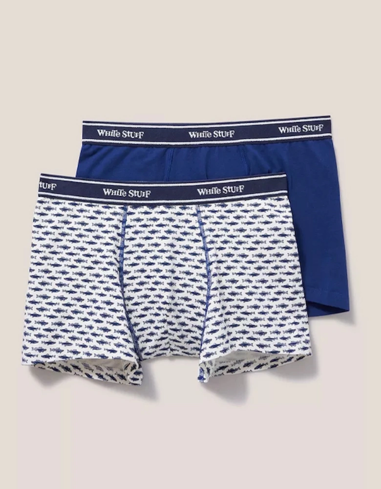 Men's 2 Pack Boxers Plain And Print White Multi