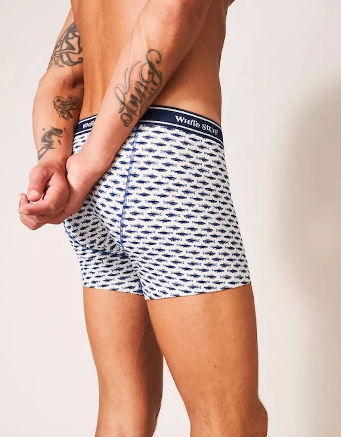 Men's 2 Pack Boxers Plain And Print White Multi