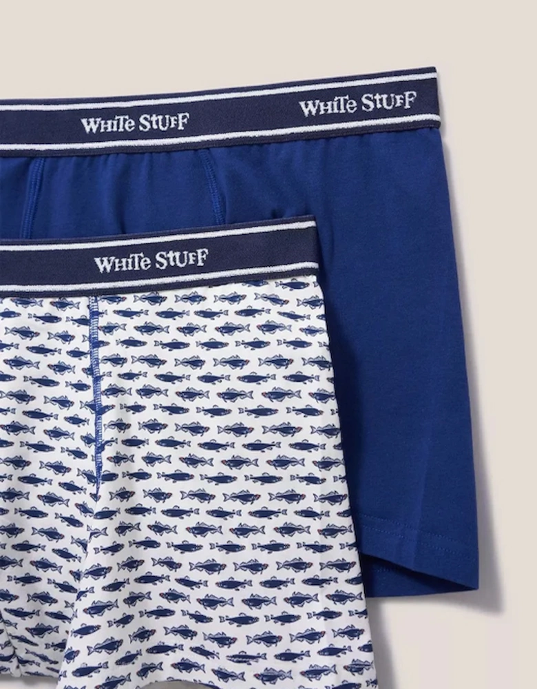 Men's 2 Pack Boxers Plain And Print White Multi