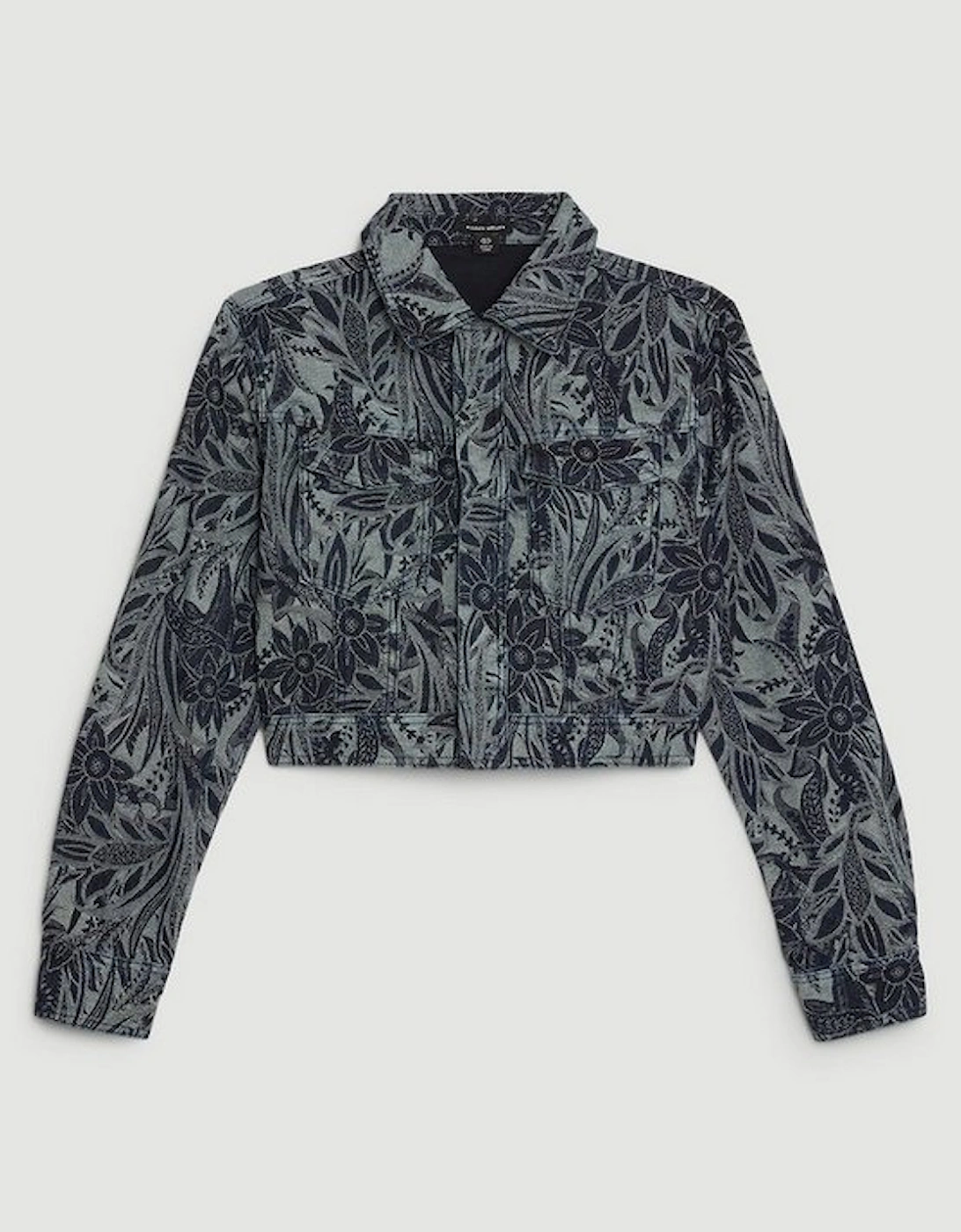 Denim Floral Jacquard Woven Jacket