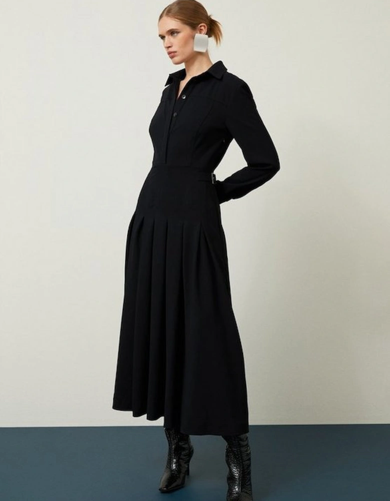 Tailored Crepe Shirt Dress