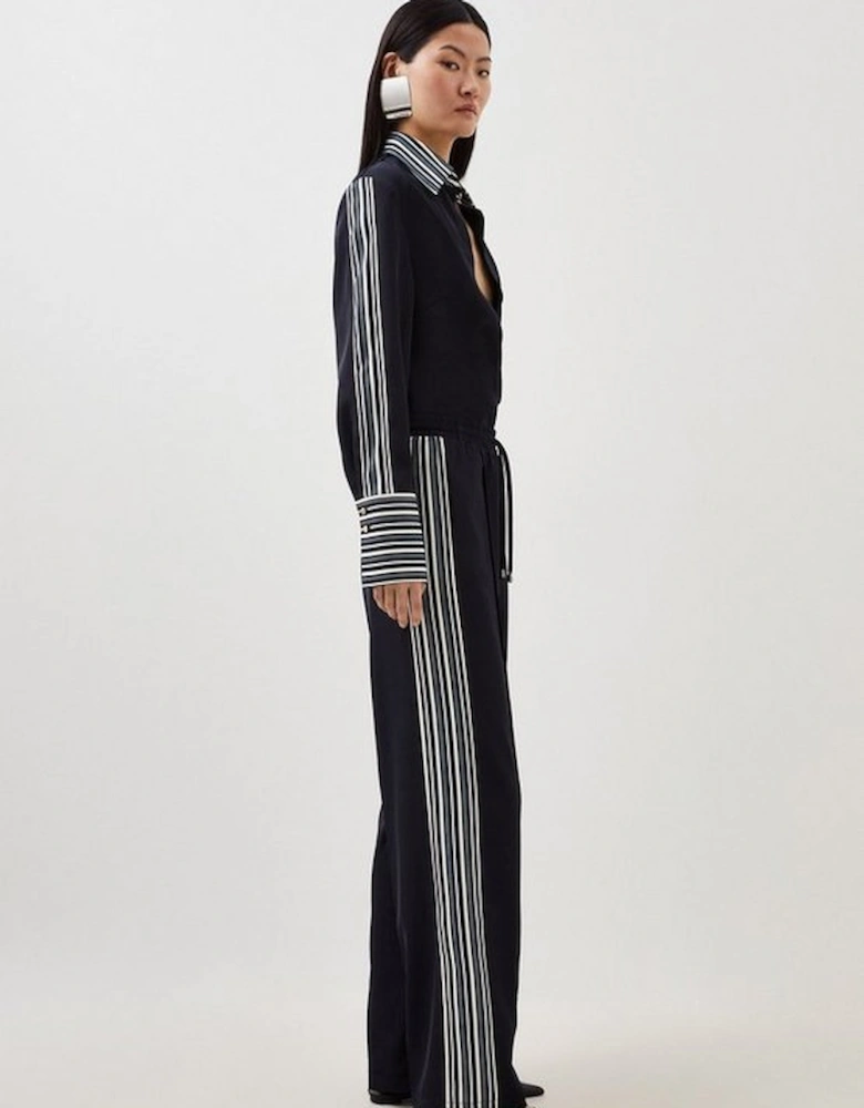 Tall Contrast Twill Woven Wide Leg Trousers