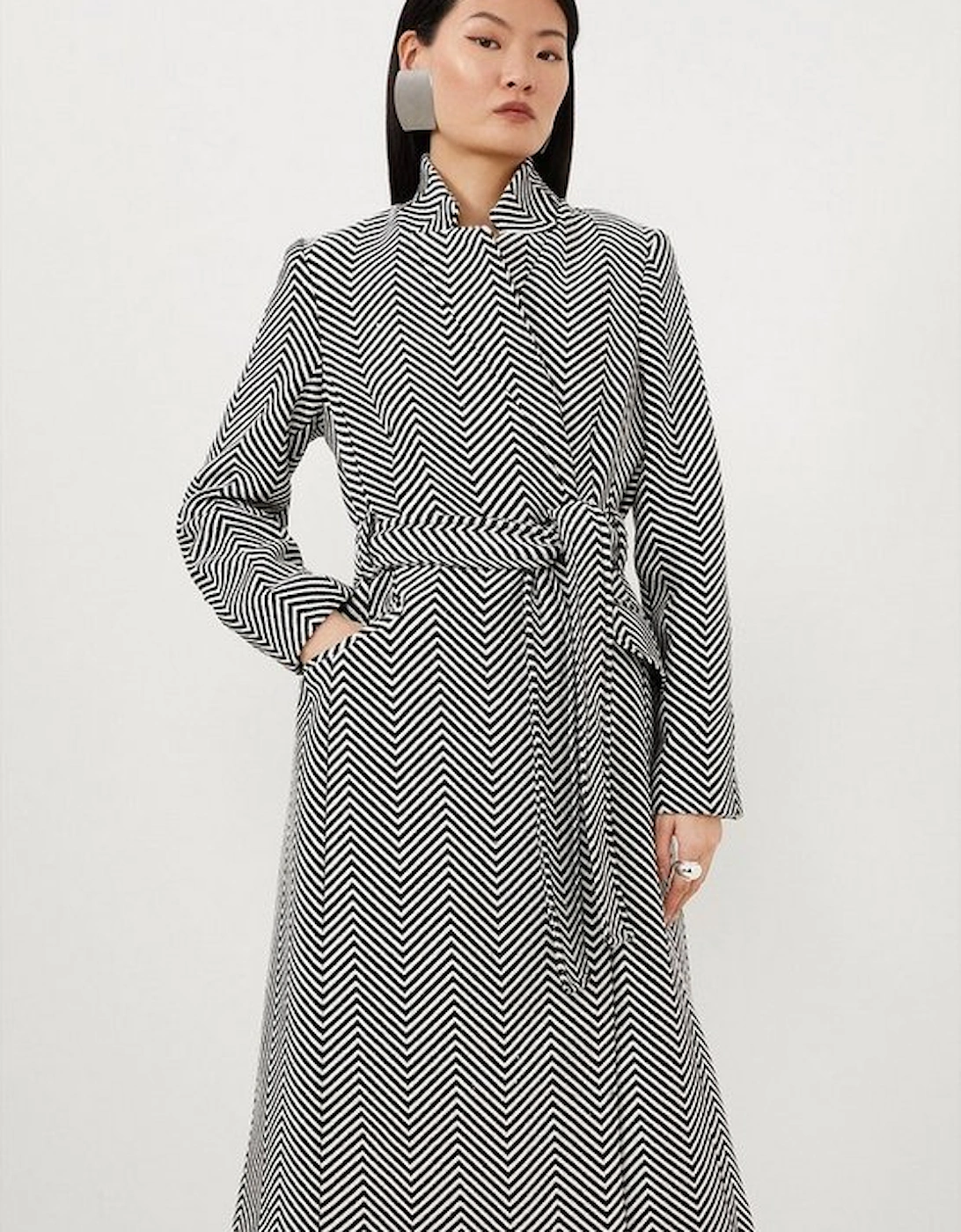 Tailored Notch Neck Belted Midi Coat, 5 of 4