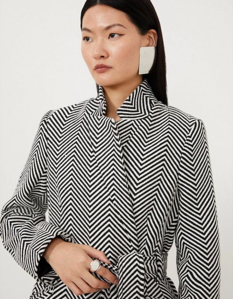 Tailored Notch Neck Belted Midi Coat