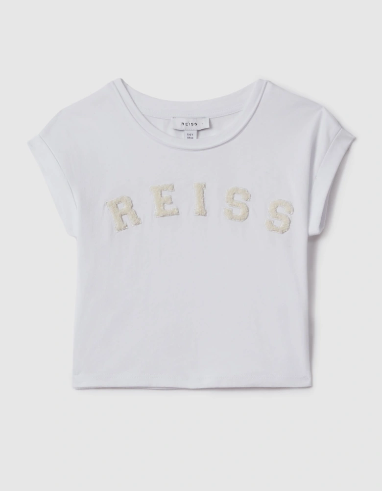 Textured Motif Cotton Crew Neck T-Shirt