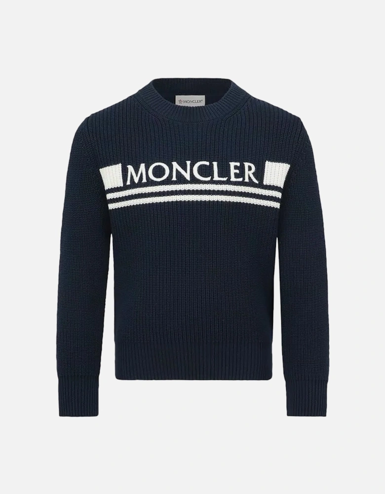 Kids Woven Logo Sweater Navy