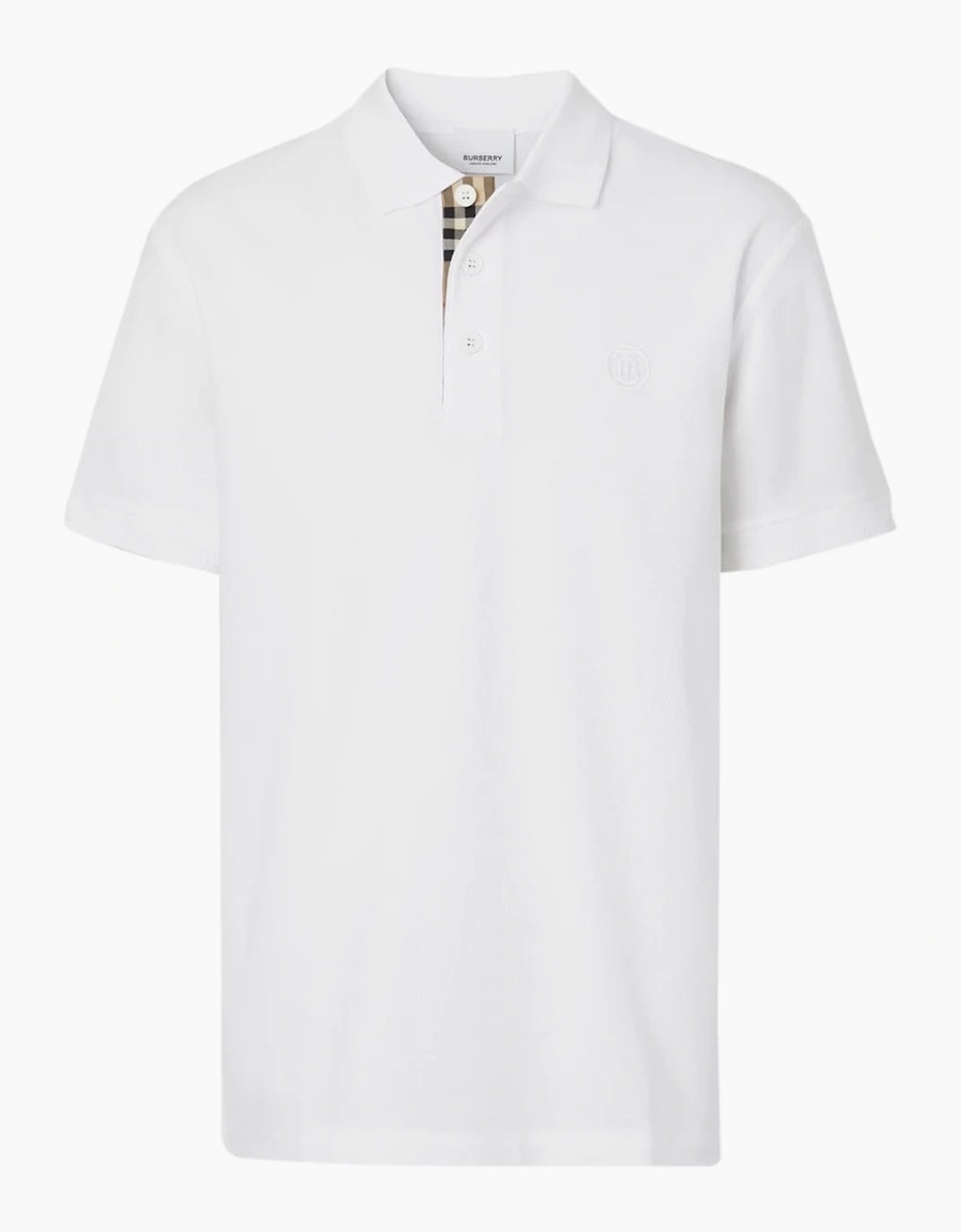 Burberry Men's White Branded Circle Logo Polo Shirt  40 L