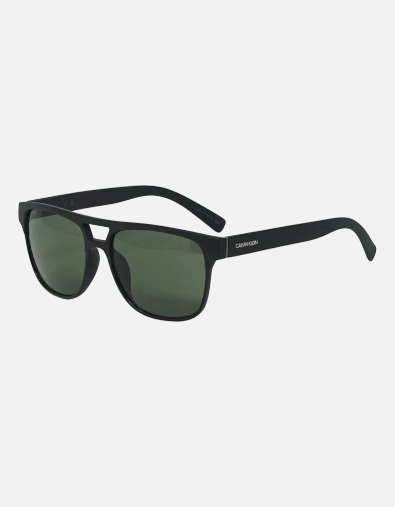 Solid Green Lens Matte Black Sunglasses