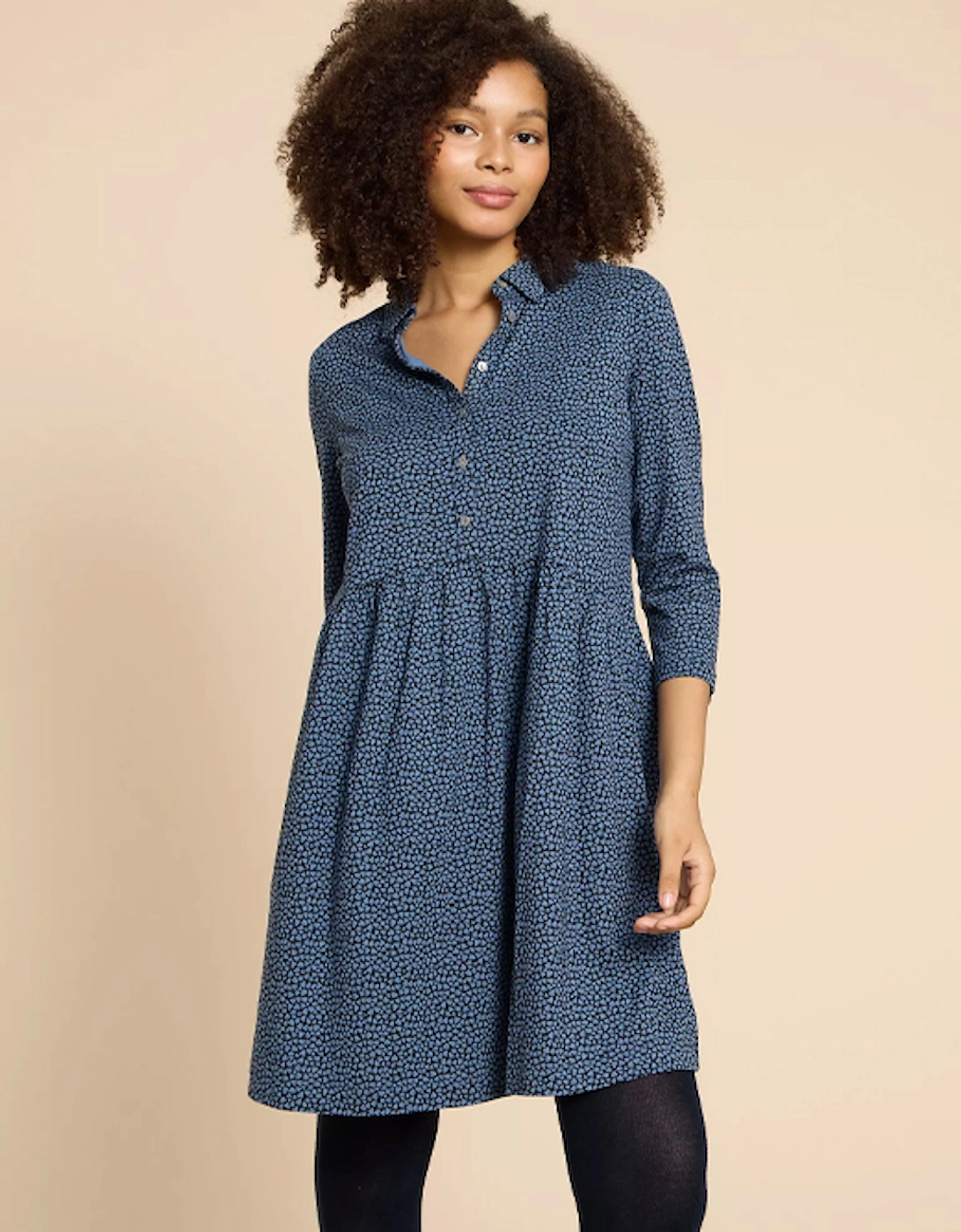 Petite Women's Everly Jersey Shirt Dress Blue Print, 8 of 7