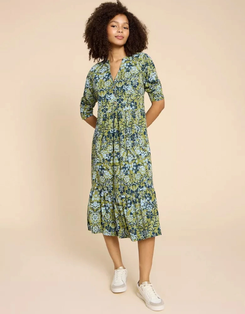 Women's Naya Jersey Dress Green Print