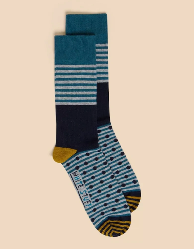 Men's Hotch Potch Ankle Sock Navy Multi