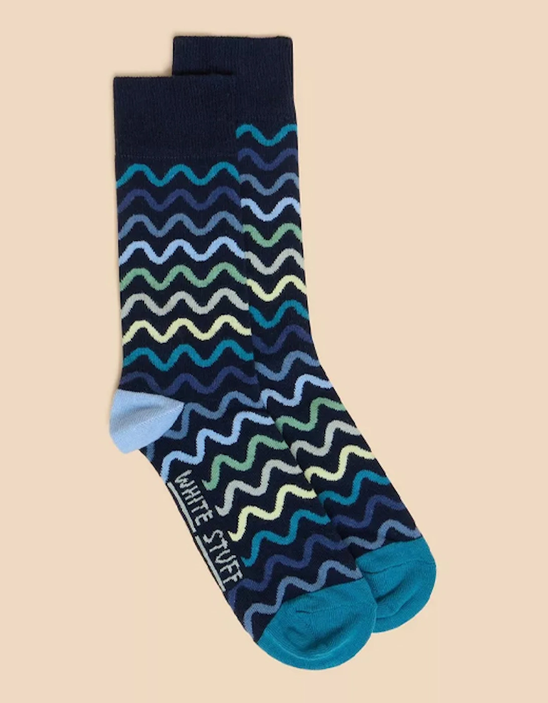 Men's Squiggle Wave Ankle Sock Navy Multi, 3 of 2