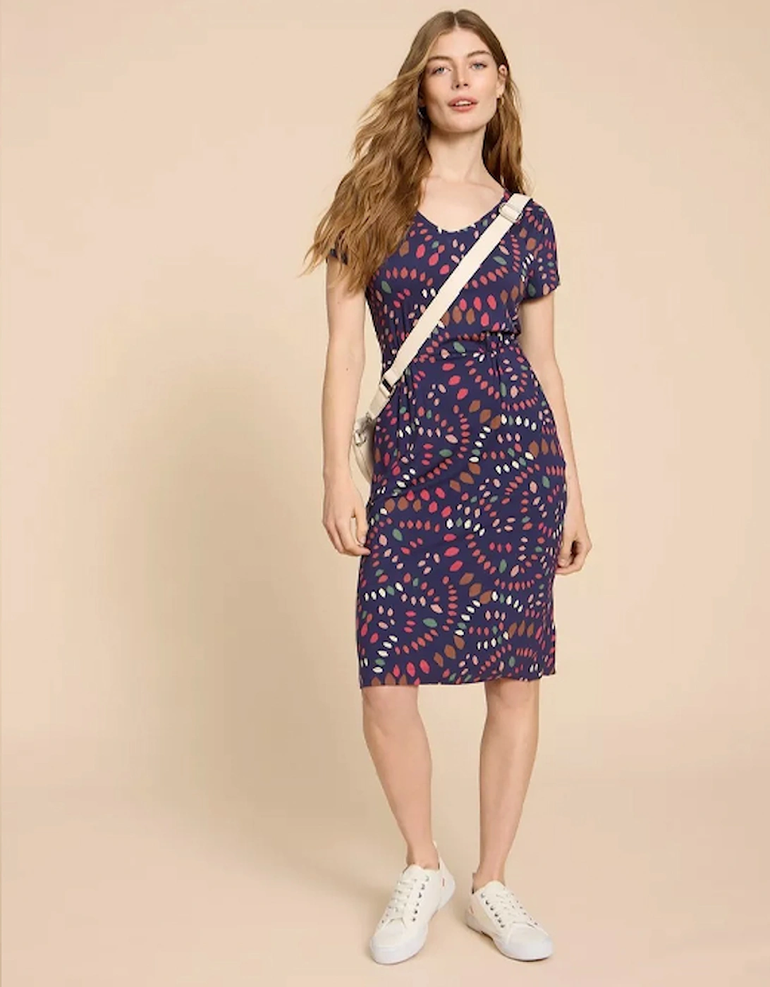 Petite Women's Tallie Eco Vero Jersey Dress Navy Print