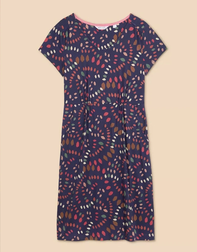 Petite Women's Tallie Eco Vero Jersey Dress Navy Print