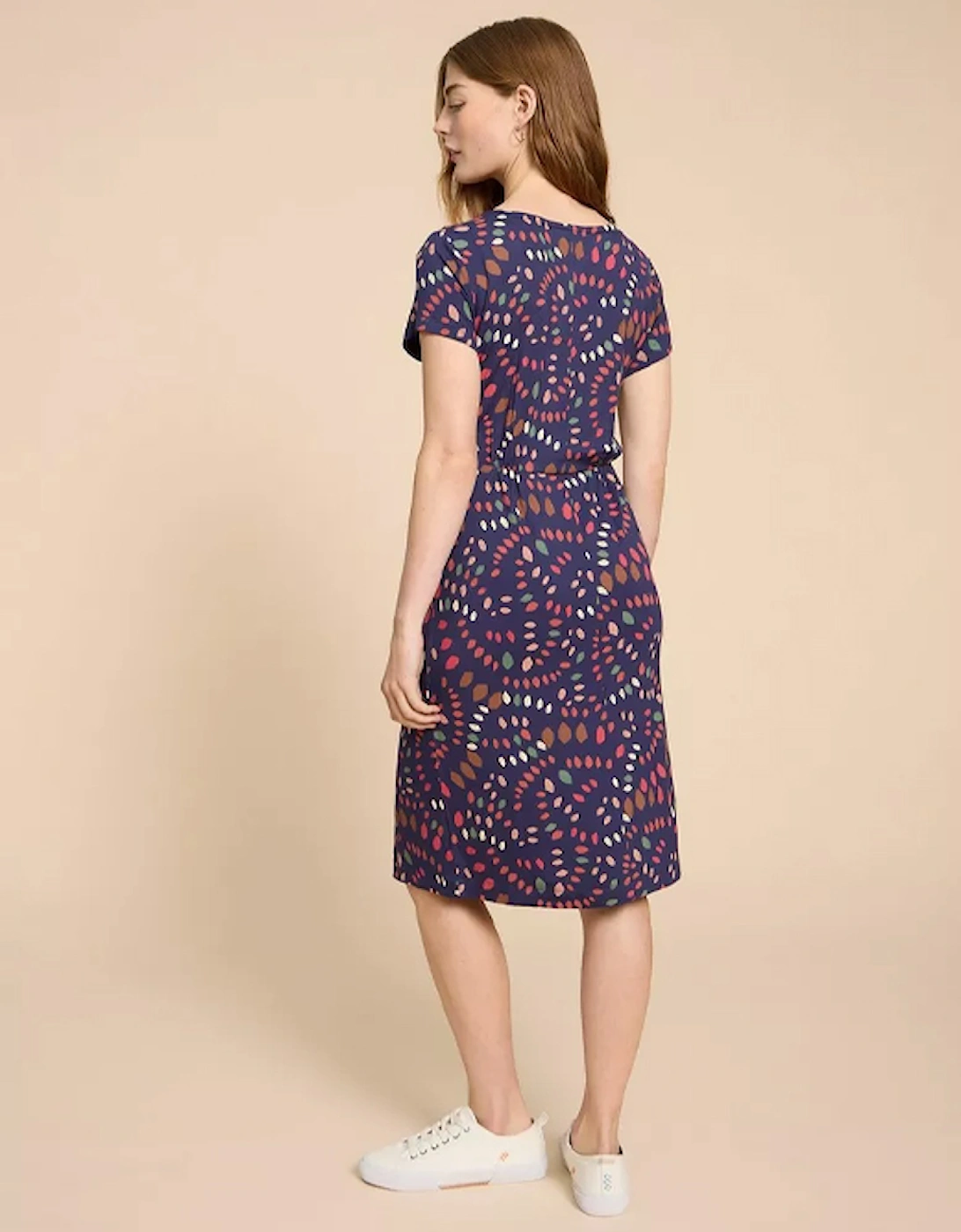 Petite Women's Tallie Eco Vero Jersey Dress Navy Print