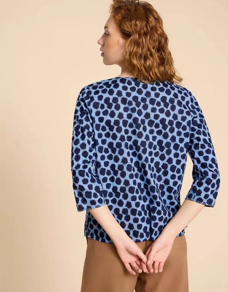 Women's Rae Organic Cotton Top Blue Print