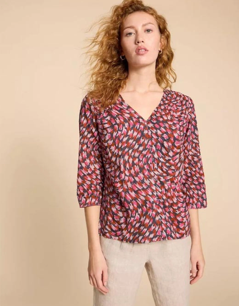 Women's Rae Organic Cotton Top Pink Print