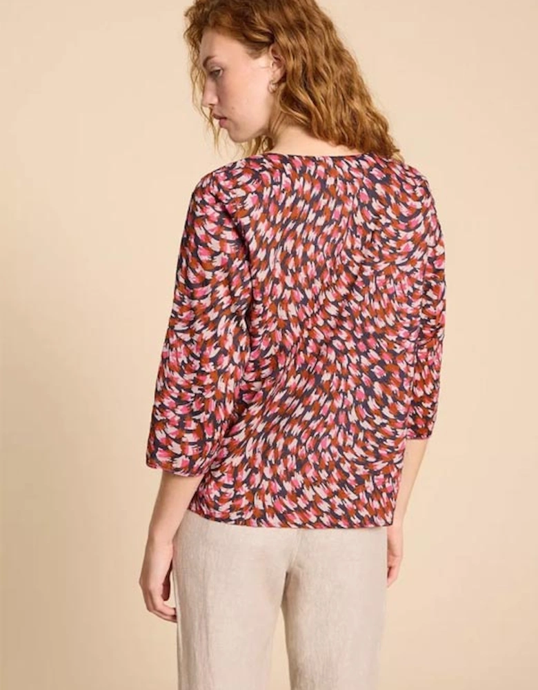 Women's Rae Organic Cotton Top Pink Print