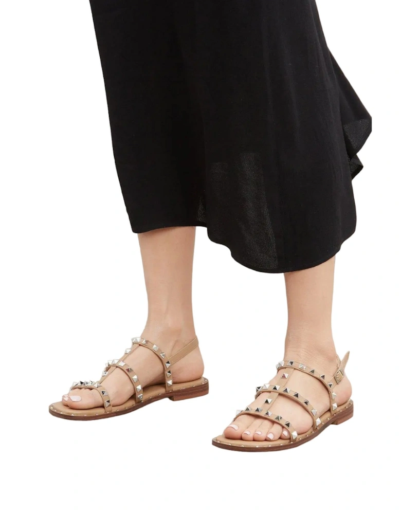 Womens/Ladies Fran Studded Flat Heel Sandals