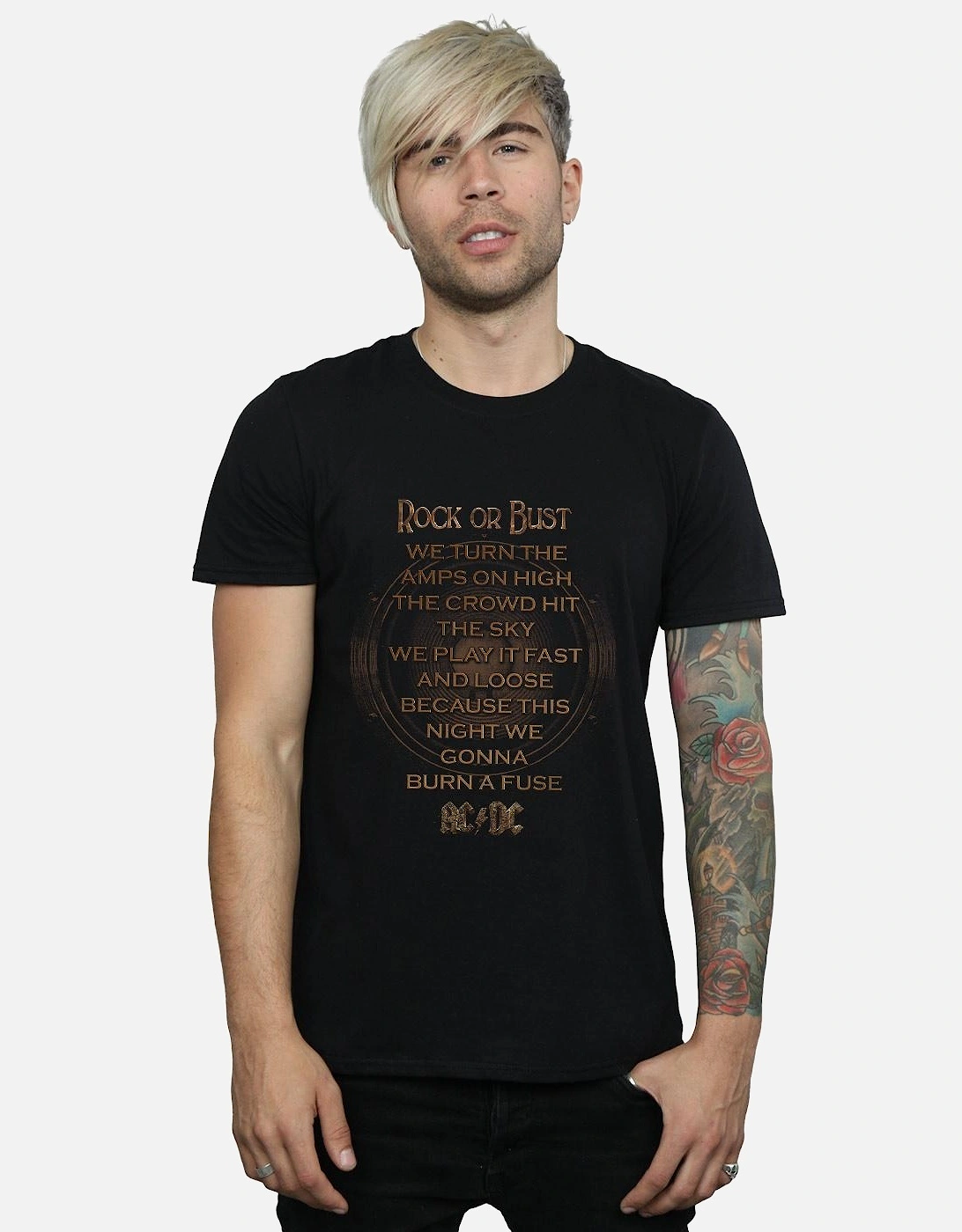 Mens Rock Or Bust Lyrics T-Shirt
