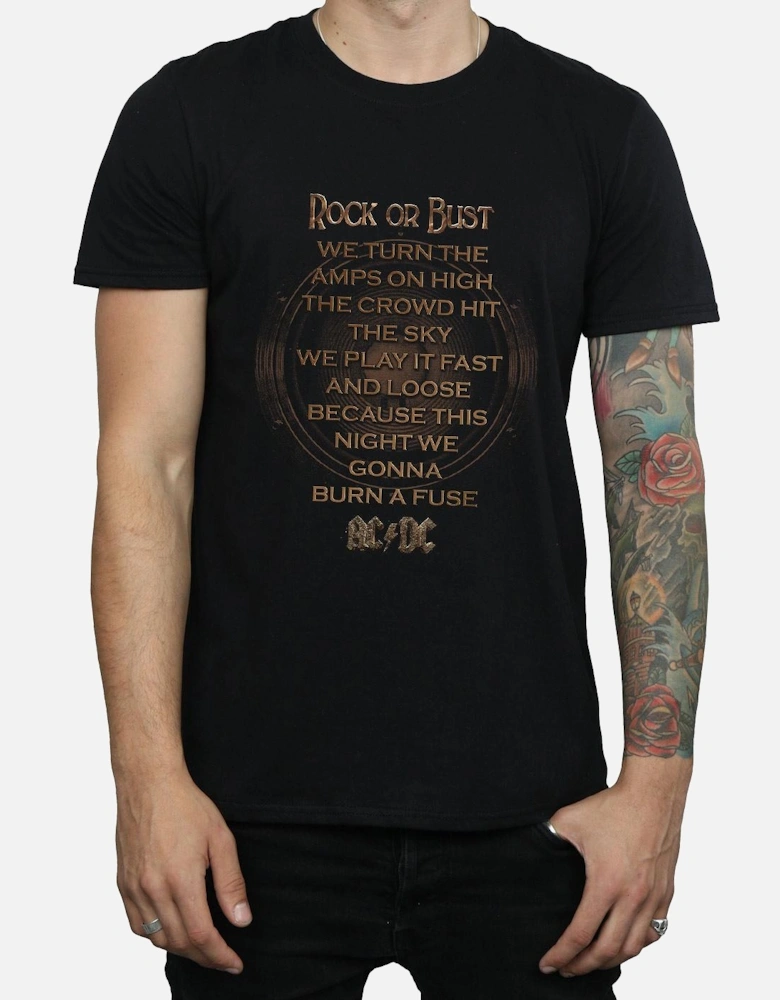 Mens Rock Or Bust Lyrics T-Shirt