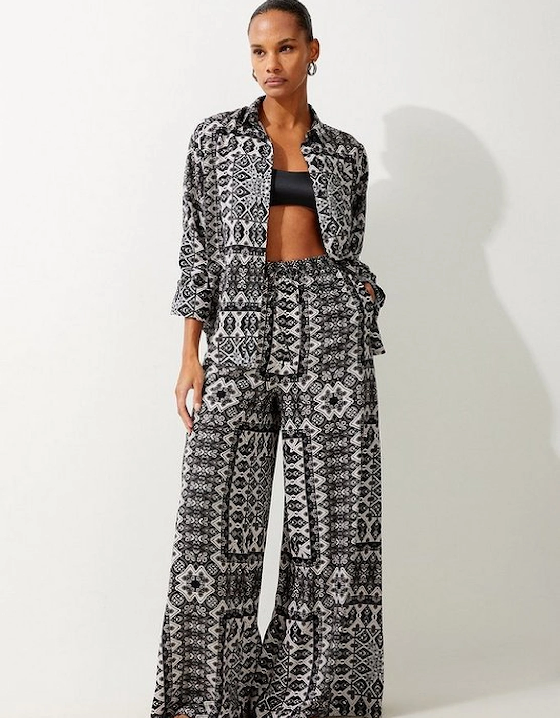 Tile Print Spun Viscose Beach Trousers, 2 of 1