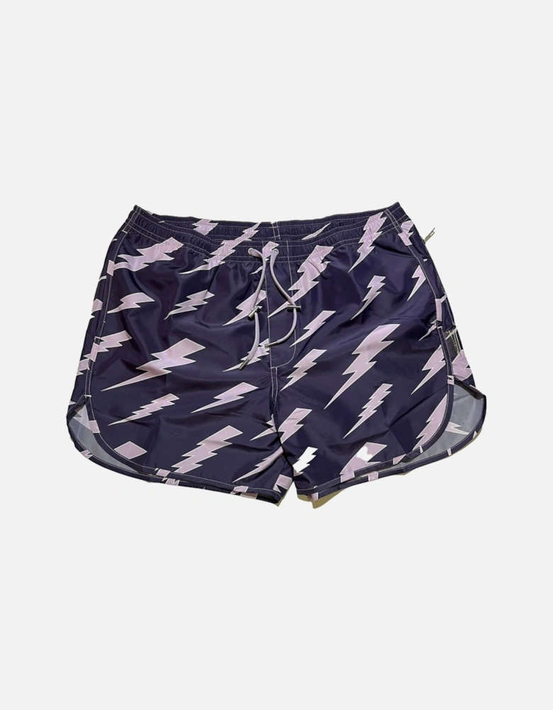 Lightning Print Swim Shorts Purple