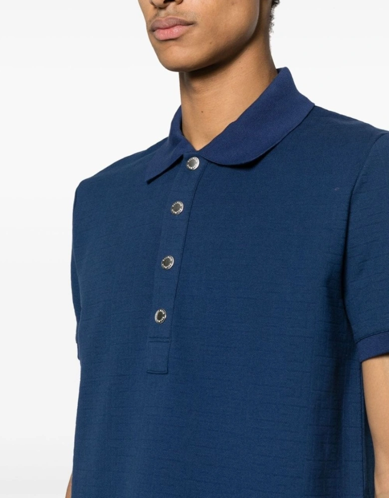 Monogram Cotton Pique Polo Blue