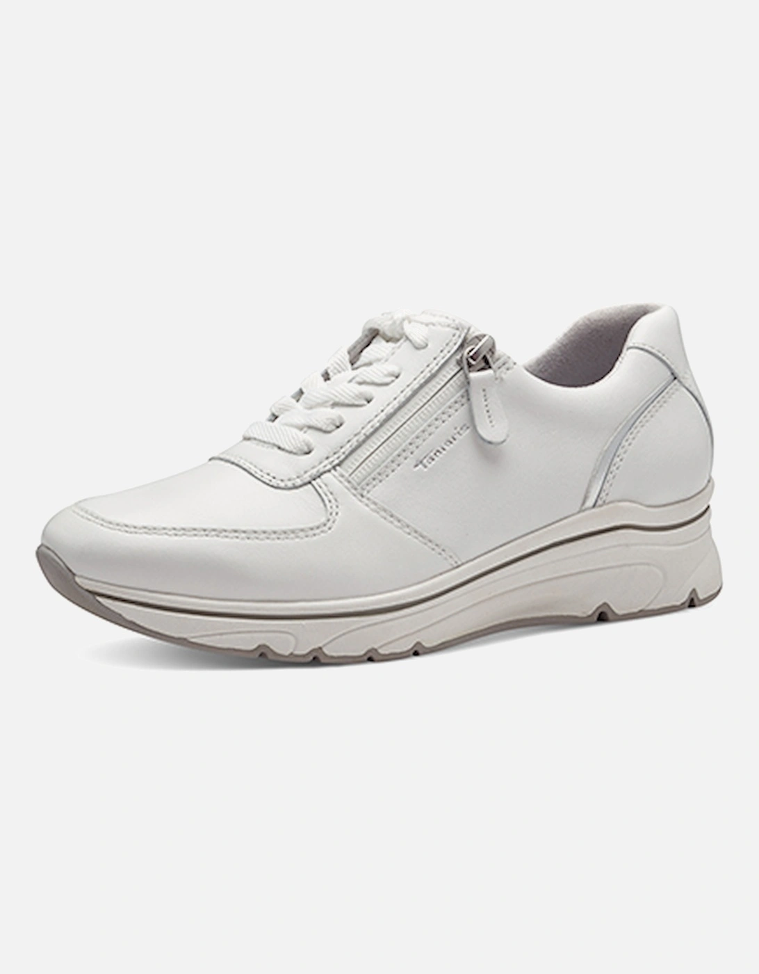 Women's Leather Sneaker White/Silver, 6 of 5