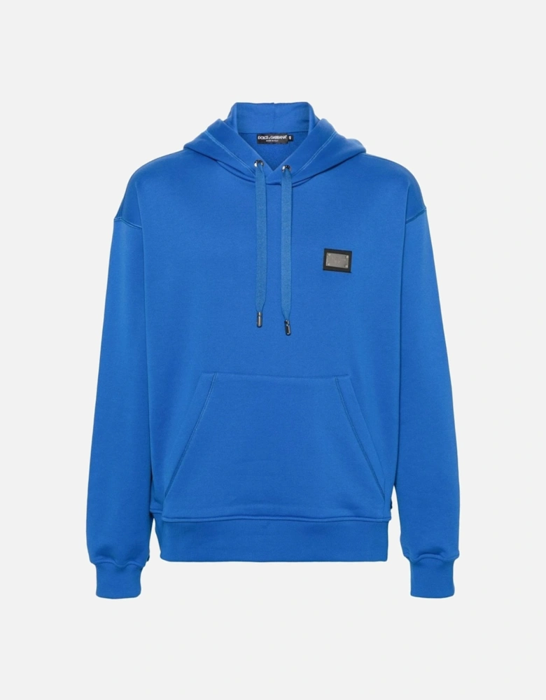 Essentials Plaque Hooded Top Blue